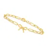 Canaria Fine Jewelry Canaria 4mm 10kt Yellow Gold Paper Clip Link Bracelet With Bow Charm In Multi