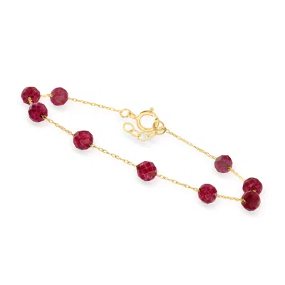 Canaria Fine Jewelry Canaria 6.50- Ruby Bead Station Bracelet In 10kt Yellow Gold