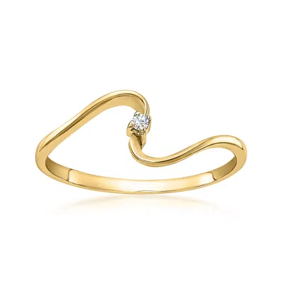 Canaria Fine Jewelry Canaria Diamond-accented Wave Ring In 10kt Yellow Gold