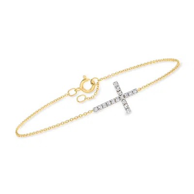 Canaria Fine Jewelry Canaria Diamond Cross Bracelet In 10kt Yellow Gold In Silver