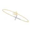 Canaria Fine Jewelry Canaria Diamond Cross Bracelet In 10kt Yellow Gold In Multi