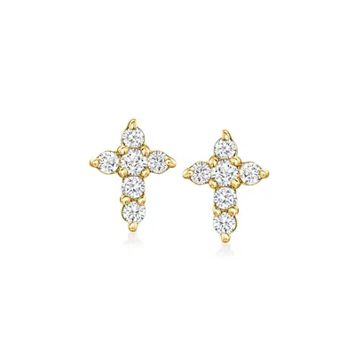 Canaria Fine Jewelry Canaria Diamond Cross Earrings In 10kt Yellow Gold