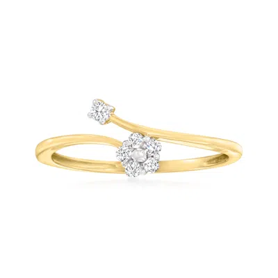Canaria Fine Jewelry Canaria Diamond Flower Bypass Ring In 10kt Yellow Gold