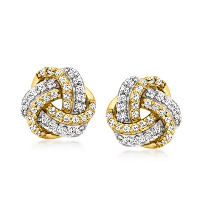 Canaria Fine Jewelry Canaria Diamond Love Knot Earrings In 10kt Yellow Gold In Silver
