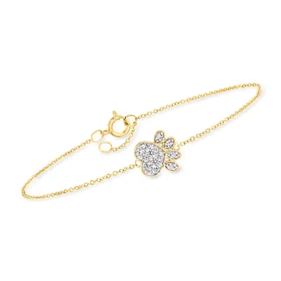 Canaria Fine Jewelry Canaria Diamond Paw Print Bracelet In 10kt Yellow Gold In Silver