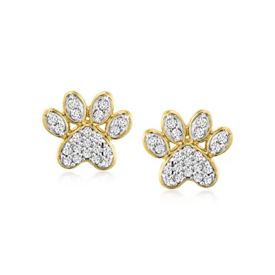 Canaria Fine Jewelry Canaria Diamond Paw Print Earrings In 10kt Yellow Gold