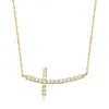 Canaria Fine Jewelry Canaria Diamond Sideways Cross Necklace In 10kt Yellow Gold In Multi