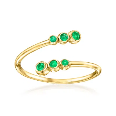 Canaria Fine Jewelry Canaria Emerald Bypass Ring In 10kt Yellow Gold