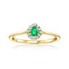 Canaria Fine Jewelry Canaria Emerald Ring With Diamonds In 10kt Yellow Gold In Yellow