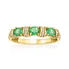 Canaria Fine Jewelry Canaria Emerald Ring With Diamonds In 10kt Yellow Gold In Yellow