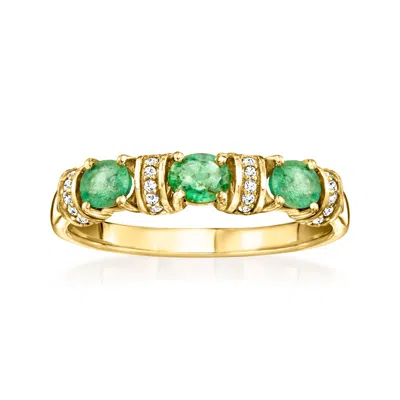Canaria Fine Jewelry Canaria Emerald Ring With Diamonds In 10kt Yellow Gold