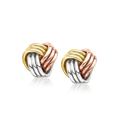 Canaria Fine Jewelry Canaria Italian 10kt Tri-colored Gold Love Knot Earrings In Yellow