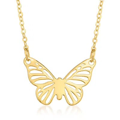 Canaria Fine Jewelry Canaria Italian 10kt Yellow Gold Butterfly Necklace In Multi