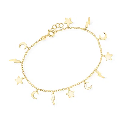 Canaria Fine Jewelry Canaria Italian 10kt Yellow Gold Celestial Symbol Charm Bracelet In Multi