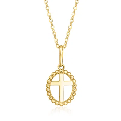 Canaria Fine Jewelry Canaria Italian 10kt Yellow Gold Cross Beaded Frame Pendant Necklace