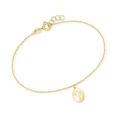 Canaria Fine Jewelry Canaria Italian 10kt Yellow Gold Cross Cut-out Charm Bracelet
