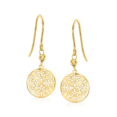 Canaria Fine Jewelry Canaria Italian 10kt Yellow Gold Damascato Ricami Drop Earrings