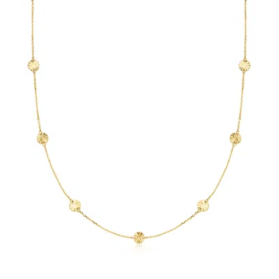 Canaria Fine Jewelry Canaria Italian 10kt Yellow Gold Diamond-cut Disc Station Necklace In Multi