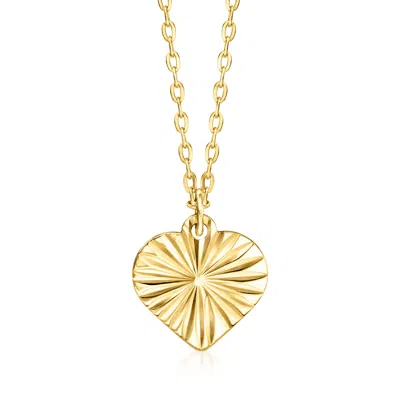 Canaria Fine Jewelry Canaria Italian 10kt Yellow Gold Diamond-cut Heart Necklace In Multi