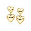Canaria Fine Jewelry Canaria Italian 10kt Yellow Gold Double-heart Drop Earrings