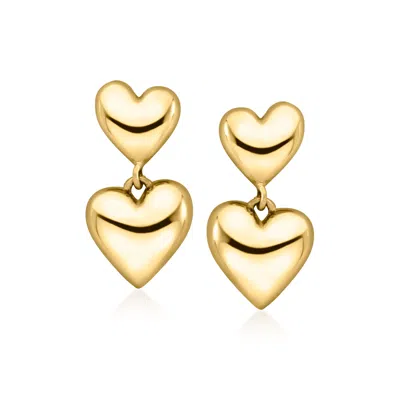 Canaria Fine Jewelry Canaria Italian 10kt Yellow Gold Double-heart Drop Earrings