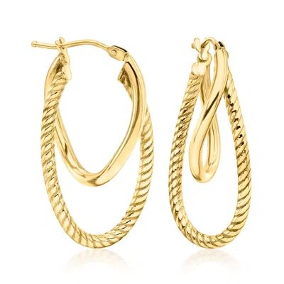 Canaria Fine Jewelry Canaria Italian 10kt Yellow Gold Double-oval Hoop Drop Earrings