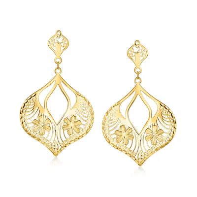 Canaria Fine Jewelry Canaria Italian 10kt Yellow Gold Floral Filigree Chandelier Earrings