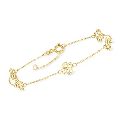 Canaria Fine Jewelry Canaria Italian 10kt Yellow Gold Flower Station Bracelet In Multi