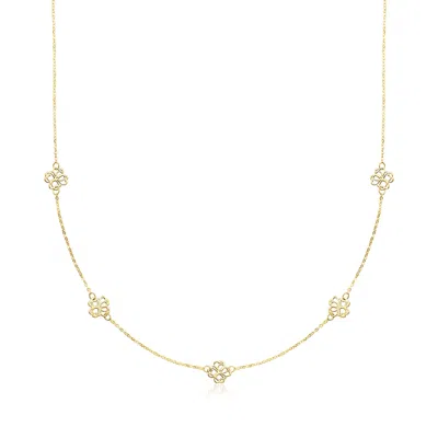 Canaria Fine Jewelry Canaria Italian 10kt Yellow Gold Flower Station Necklace In Multi