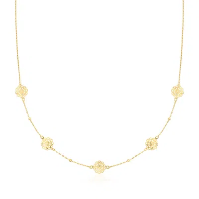 Canaria Fine Jewelry Canaria Italian 10kt Yellow Gold Flower Station Necklace