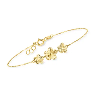 Canaria Fine Jewelry Canaria Italian 10kt Yellow Gold Flower Trio Bracelet In Multi