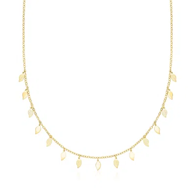 Canaria Fine Jewelry Canaria Italian 10kt Yellow Gold Leaf Station Necklace In Multi