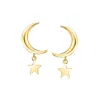 Canaria Fine Jewelry Canaria Italian 10kt Yellow Gold Moon And Star Earrings In Yellow