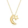 Canaria Fine Jewelry Canaria Italian 10kt Yellow Gold Moon And Star Necklace In Gold