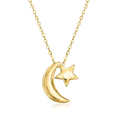 Canaria Fine Jewelry Canaria Italian 10kt Yellow Gold Moon And Star Necklace