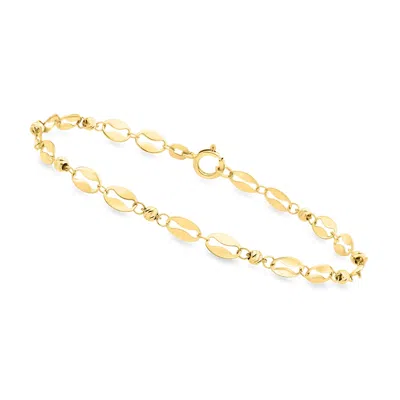 Canaria Fine Jewelry Canaria Italian 10kt Yellow Gold Oval-link Bead Station Bracelet In Multi