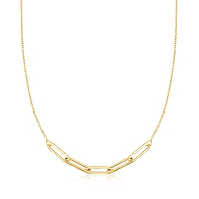 Canaria Fine Jewelry Canaria Italian 10kt Yellow Gold Paper Clip Link Central Station Necklace In Multi