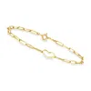Canaria Fine Jewelry Canaria Italian 10kt Yellow Gold Paper Clip Link Heart Station Bracelet
