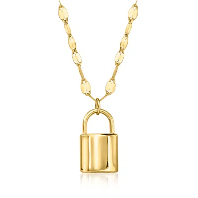 Canaria Fine Jewelry Canaria Italian 10kt Yellow Gold Puffed Lock Necklace In Multi