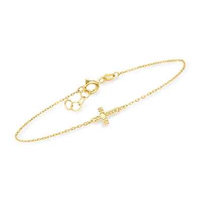Canaria Fine Jewelry Canaria Italian 10kt Yellow Gold Sideways Cross Bracelet In Multi