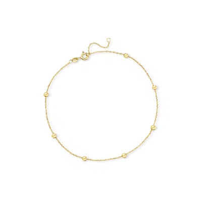 Canaria Fine Jewelry Canaria Italian 3mm 10kt Yellow Gold Bead Station Anklet In Multi