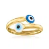 Canaria Fine Jewelry Canaria Italian Multicolored Enamel Evil Eye Bypass Ring In 10kt Yellow Gold In Yellow