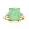 Canaria Fine Jewelry Canaria Jade Ring With Diamond Accents In 10kt Yellow Gold In Yellow