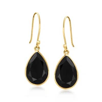 Canaria Fine Jewelry Canaria Onyx Drop Earrings In 10kt Yellow Gold In Black