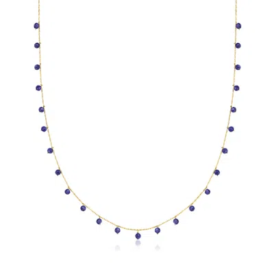 Canaria Fine Jewelry Canaria Sapphire Bead Necklace In 10kt Yellow Gold In Blue