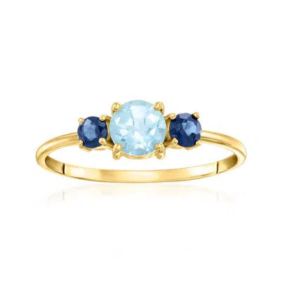 Canaria Fine Jewelry Canaria Sky Blue Topaz Ring With . Sapphires In 10kt Yellow Gold