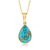 Canaria Fine Jewelry Canaria Turquoise Pendant Necklace In 10kt Yellow Gold In Multi