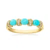Canaria Fine Jewelry Canaria Turquoise Ring With Diamond Accents In 10kt Yellow Gold In Yellow