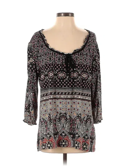 Pre-owned Canda Collection At C&a 3/4 Sleeve Blouse In Black