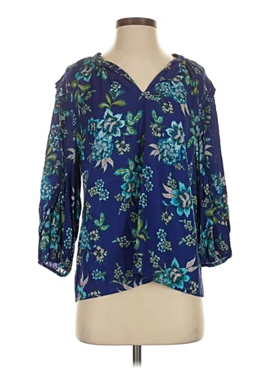 Pre-owned Candace Cameron Bure 3/4 Sleeve Blouse In Blue